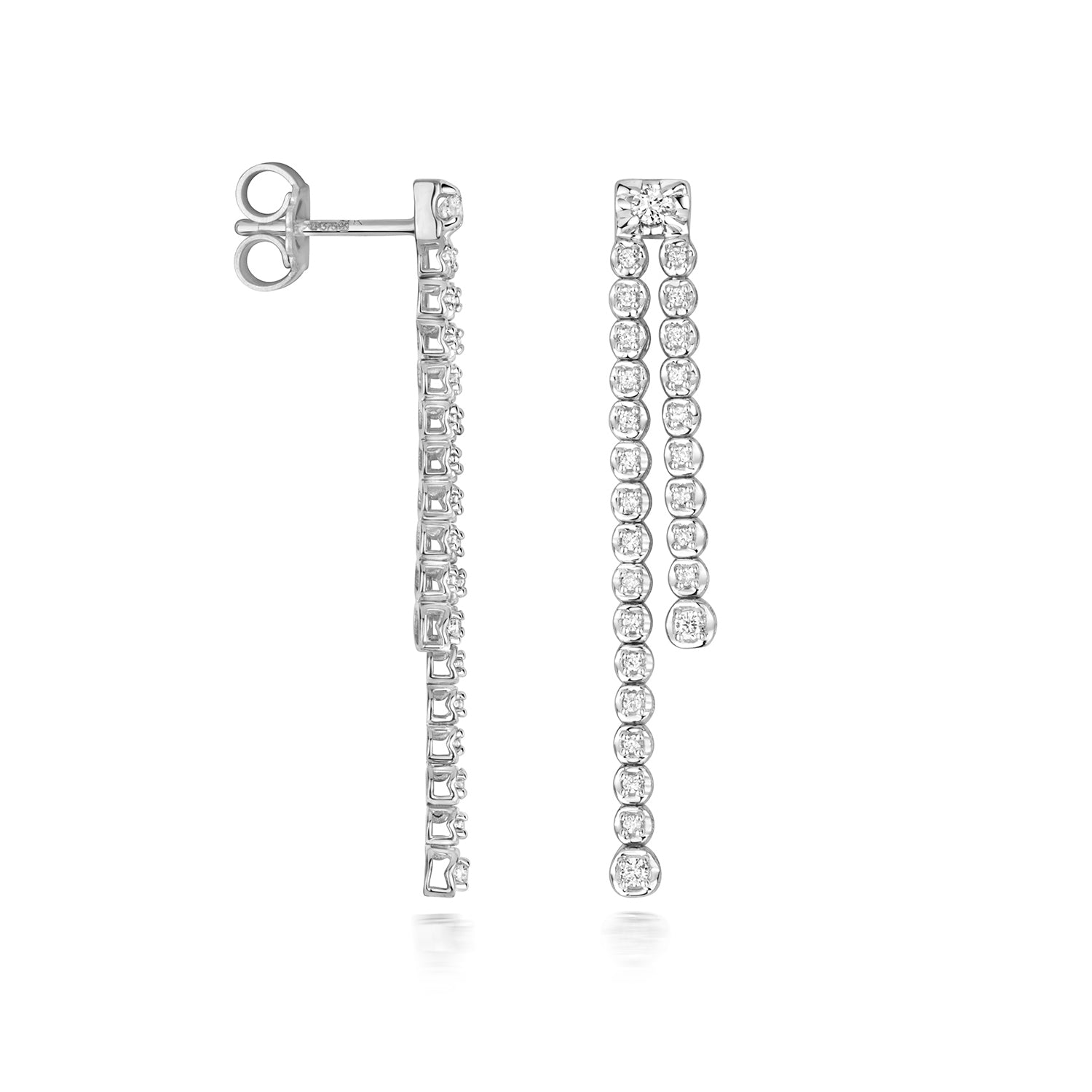 DIAMOND DROP EARRINGS IN 9CT WHITE GOLD