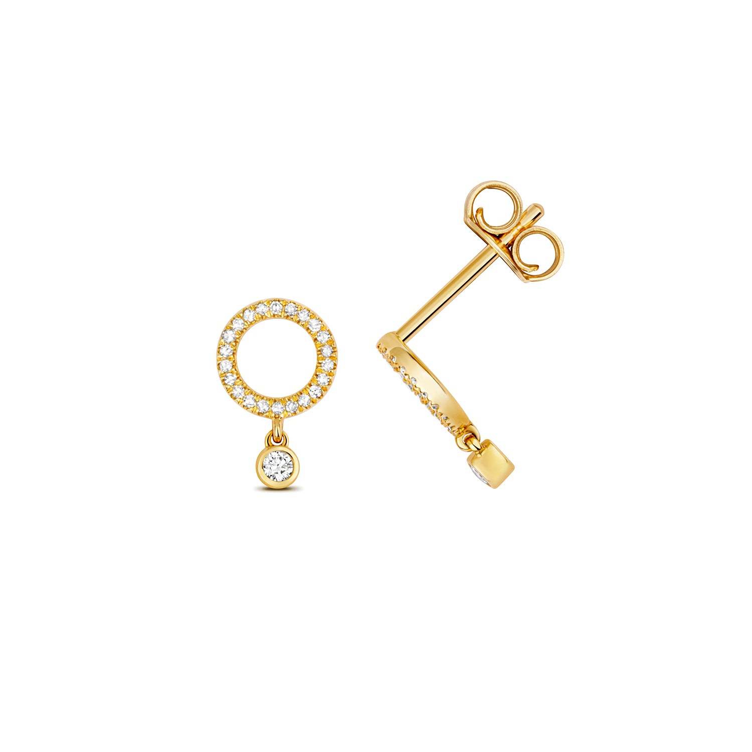 DIAMOND CIRCLE WITH DROP STUDS IN 9CT GOLD