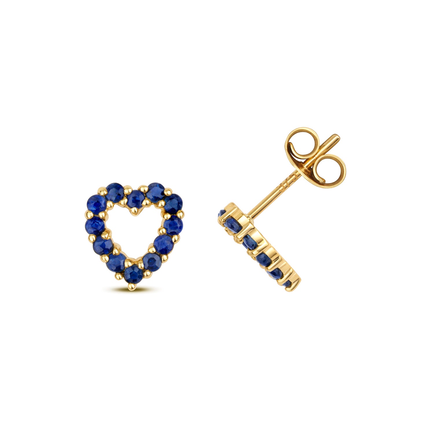 SAPPHIRE HEART EARRING STUDS IN 9CT GOLD