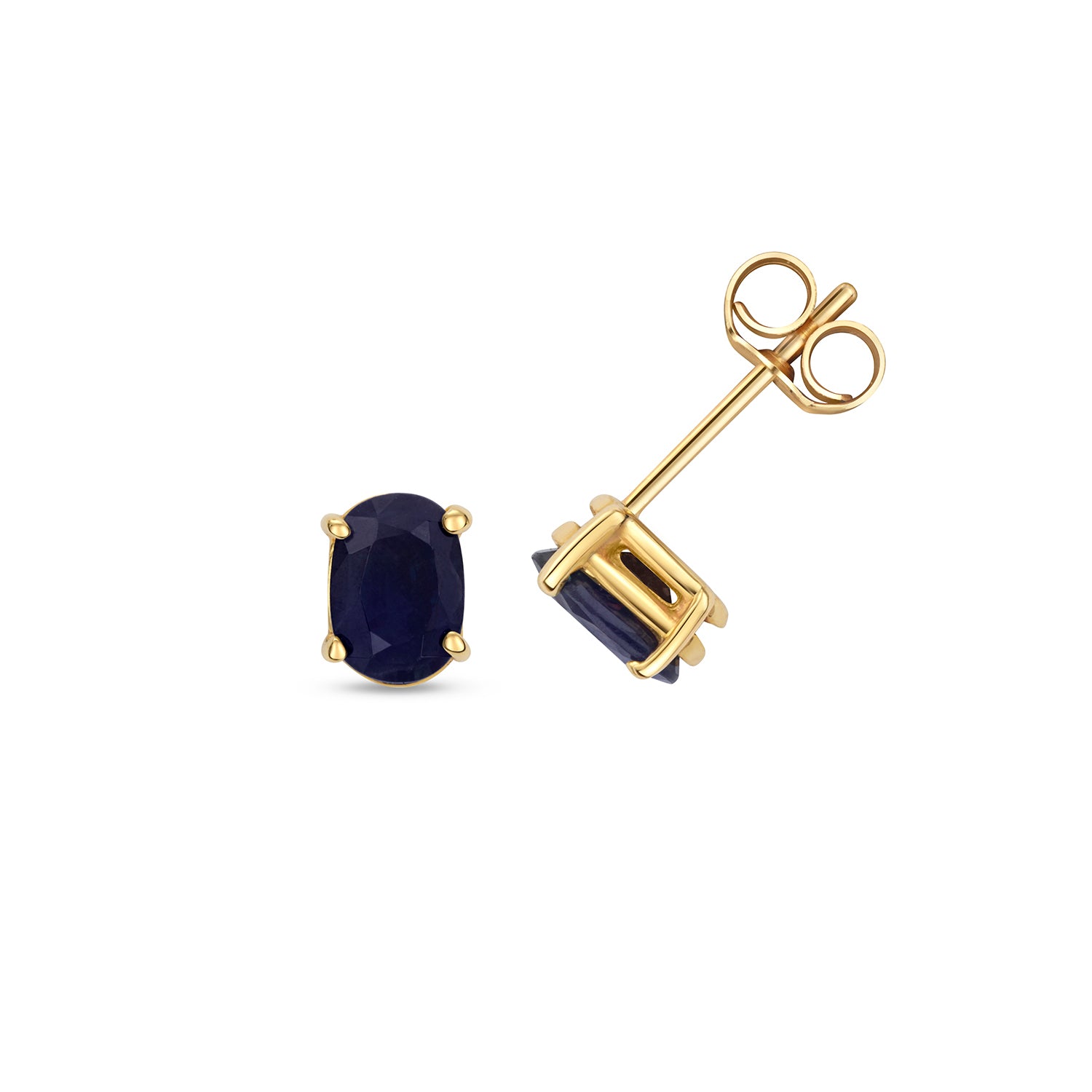 SAPPHIRE OVAL CLAW SET STUDS IN 9CT GOLD