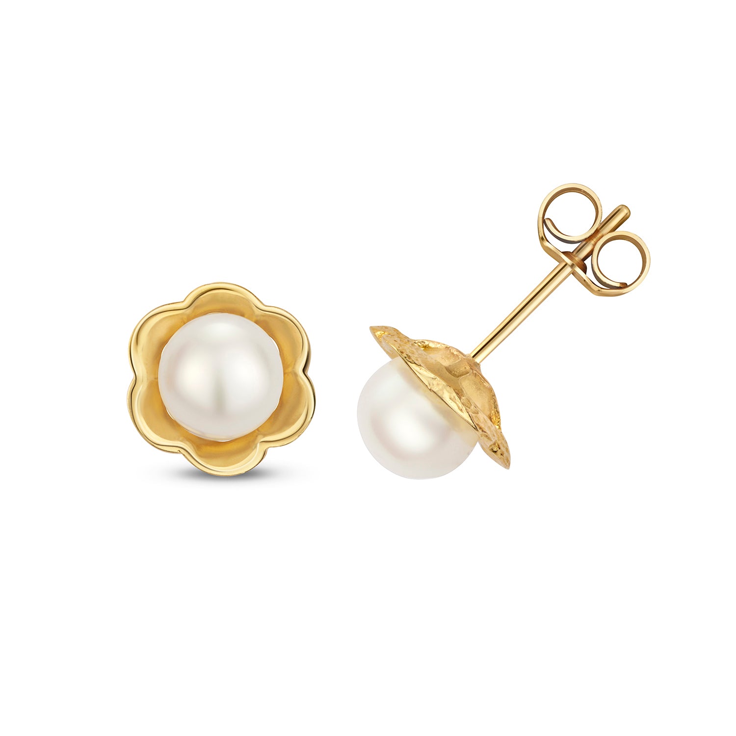 PEARL FLOWER STYLE STUDS IN 9CT GOLD