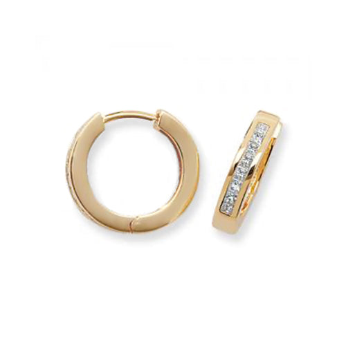 DIAMOND CHANNEL SET HOOPS IN 18CT GOLD