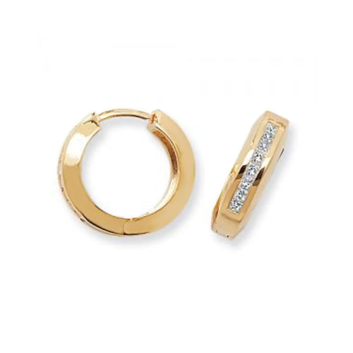 DIAMOND CHANNEL SET HOOPS IN 18CT GOLD