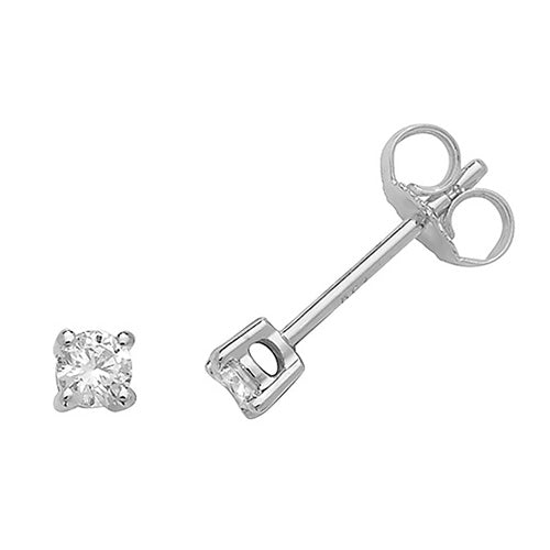 DIAMOND ROUND CLAW SET STUDS IN 18CT WHITE GOLD