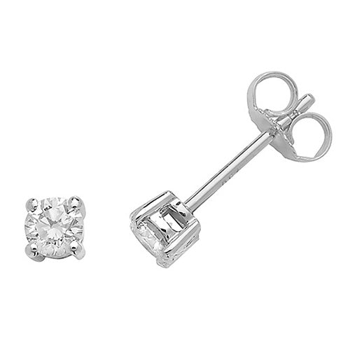 DIAMOND ROUND CLAW SET STUDS IN 18CT WHITE GOLD