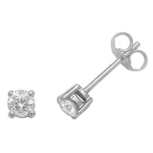 DIAMOND ROUND CLAW SET STUDS IN 18CT WHITE GOLD