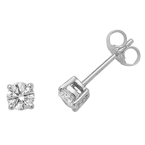 DIAMOND ROUND CLAW SET STUDS IN 18CT WHITE GOLD