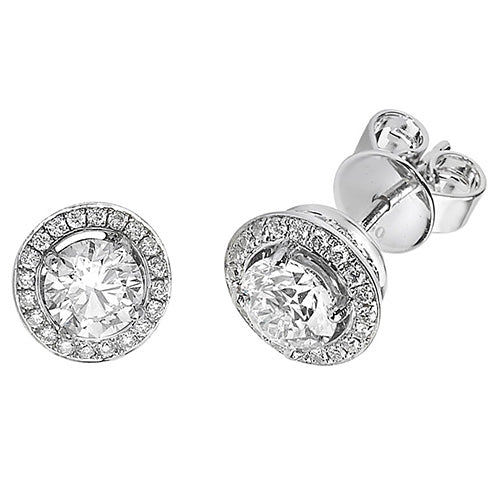 DIAMOND ROUND HALO STUDS IN 18CT WHITE GOLD