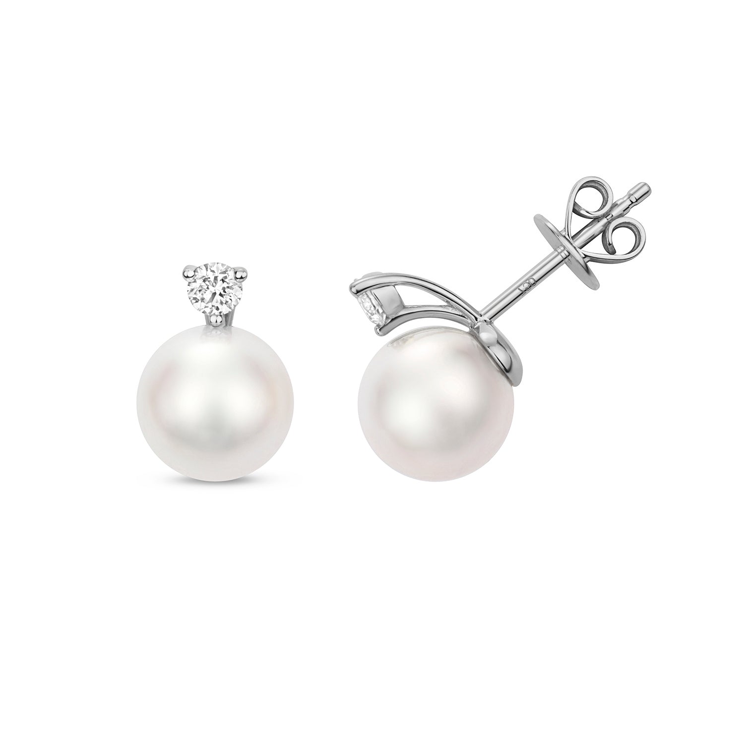 DIAMOND & AKOYA PEARL EARRINGS IN 18CT WHITE GOLD