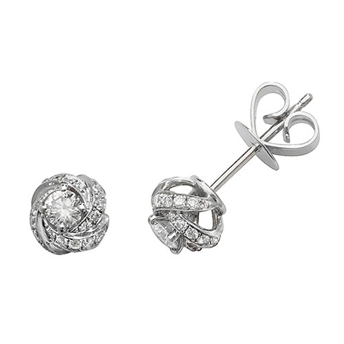 DIAMOND KNOT STUDS IN 18CT WHITE GOLD