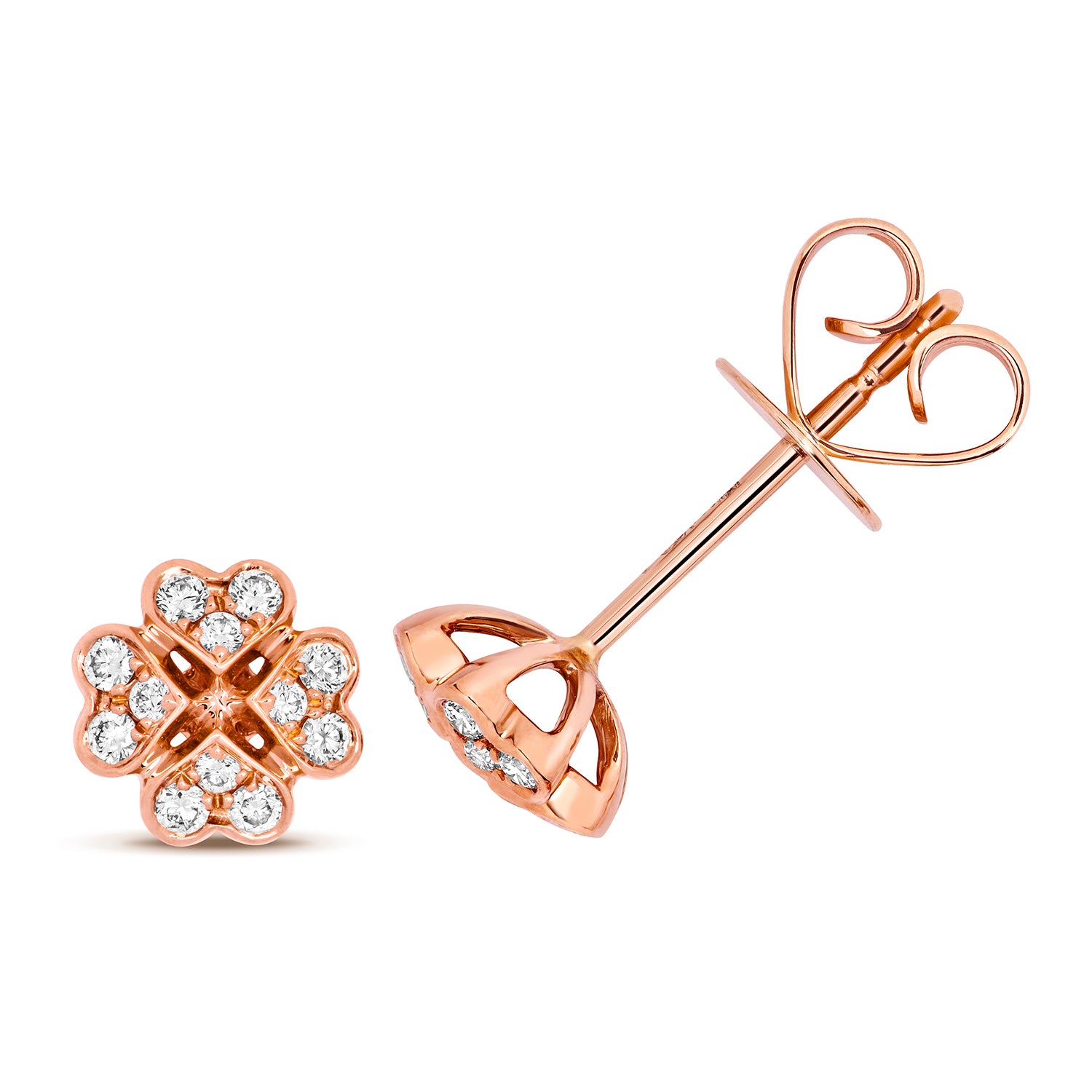 DIAMOND CLOVER STUDS IN 18CT ROSE GOLD