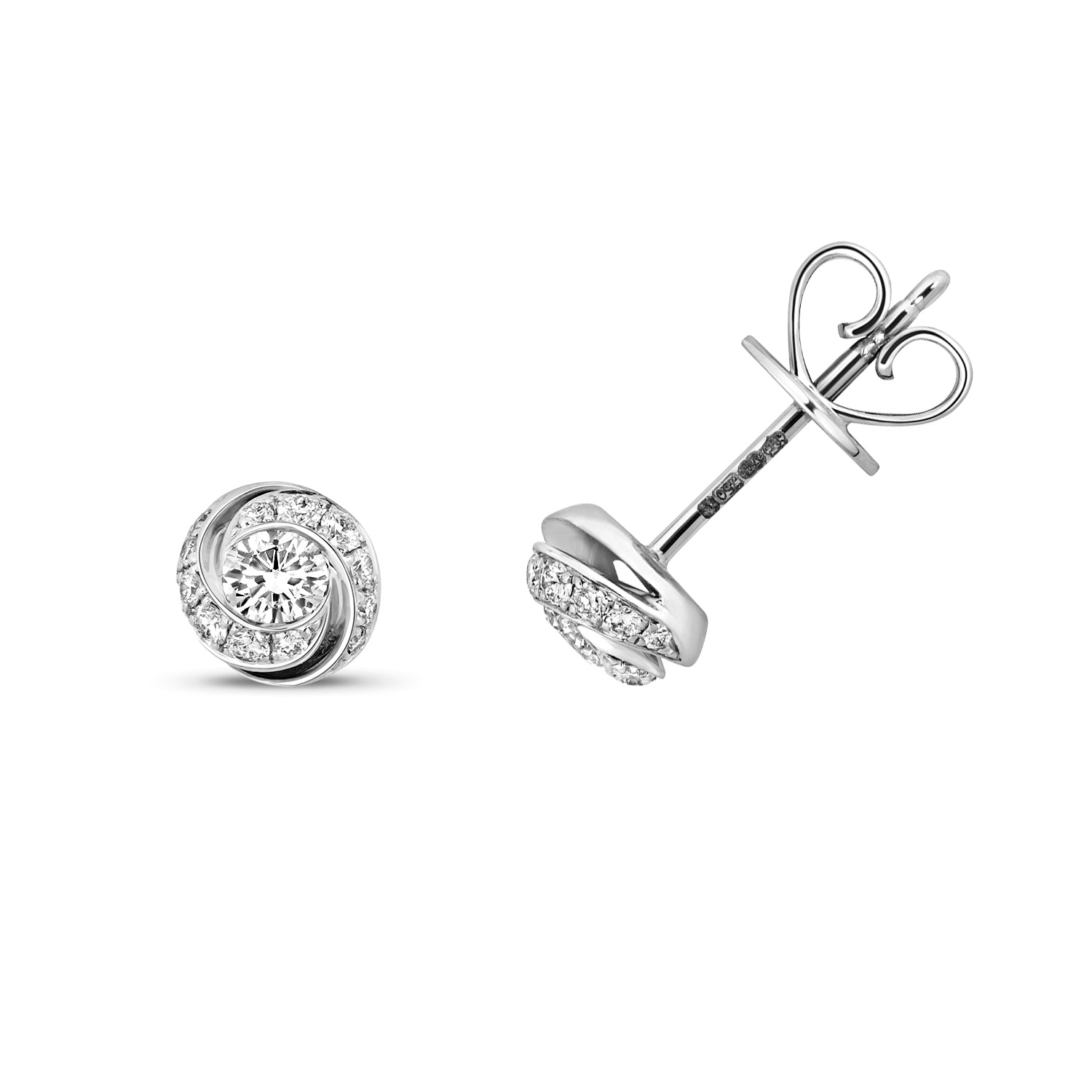 DIAMOND SWIRL STUDS IN 18CT WHITE GOLD