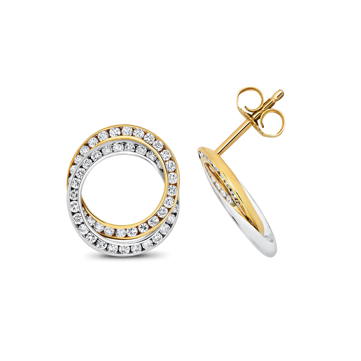 DIAMOND INTERLOCKING CIRCLE STUDS IN 18CT GOLD