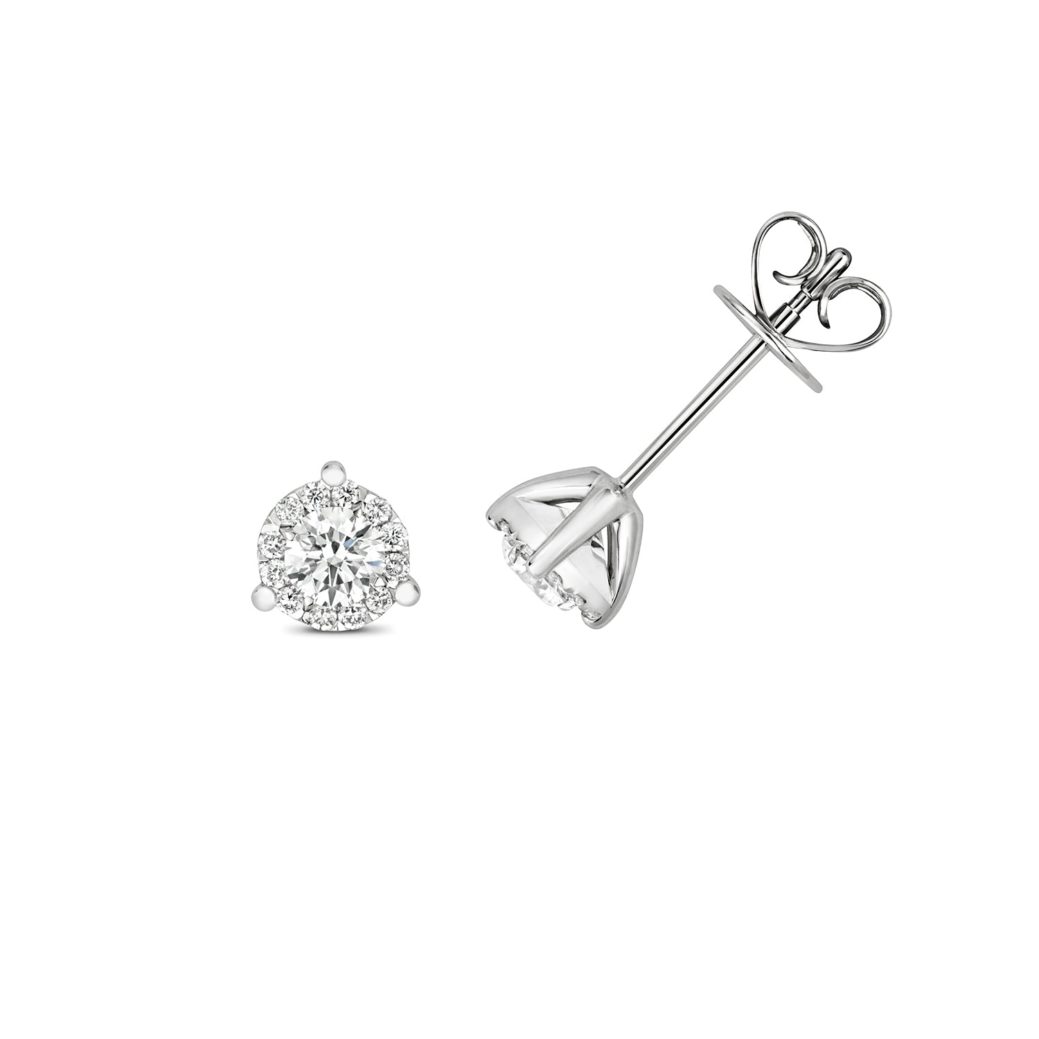 DIAMOND BRILLIANT 3 CLAW STUDS IN 18CT WHITE GOLD