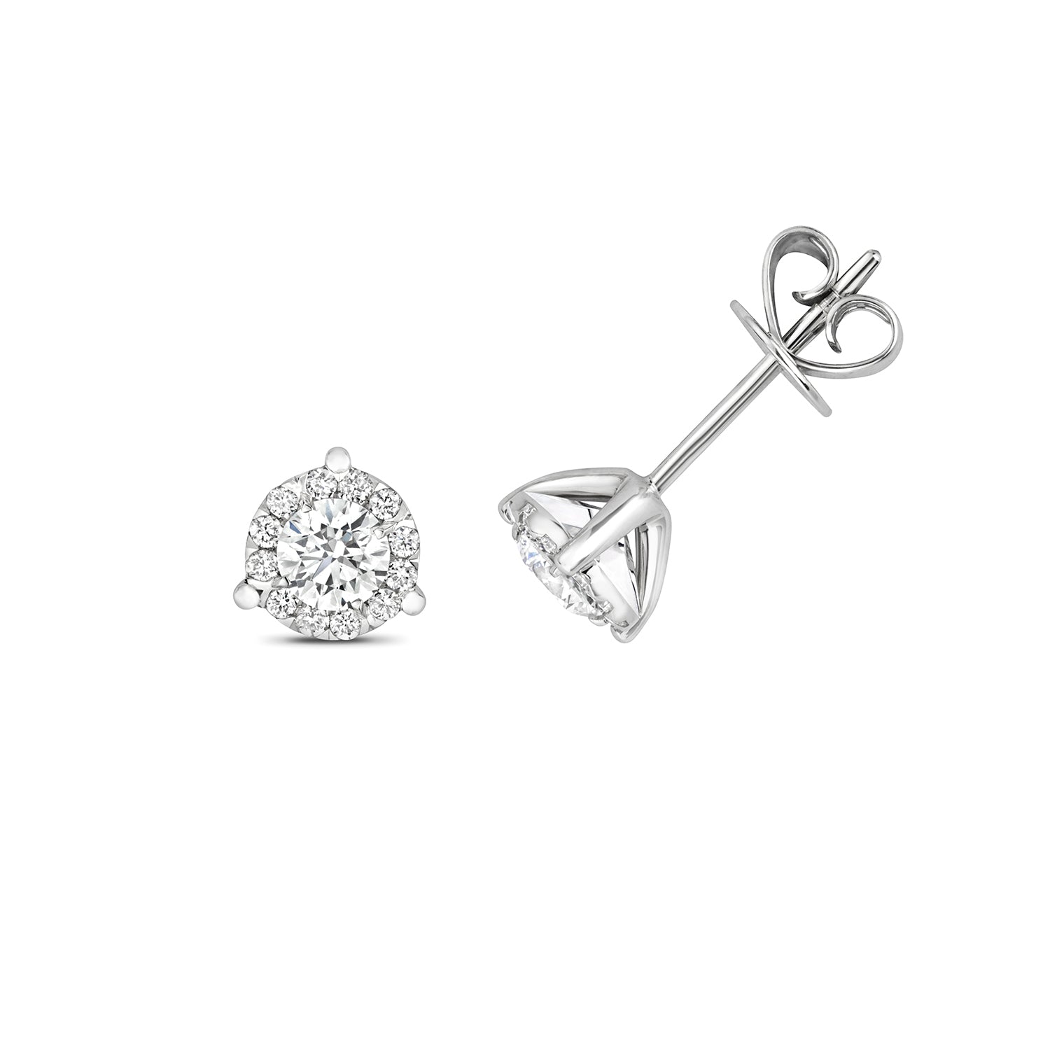 DIAMOND BRILLIANT 3 CLAW STUDS IN 18CT WHITE GOLD