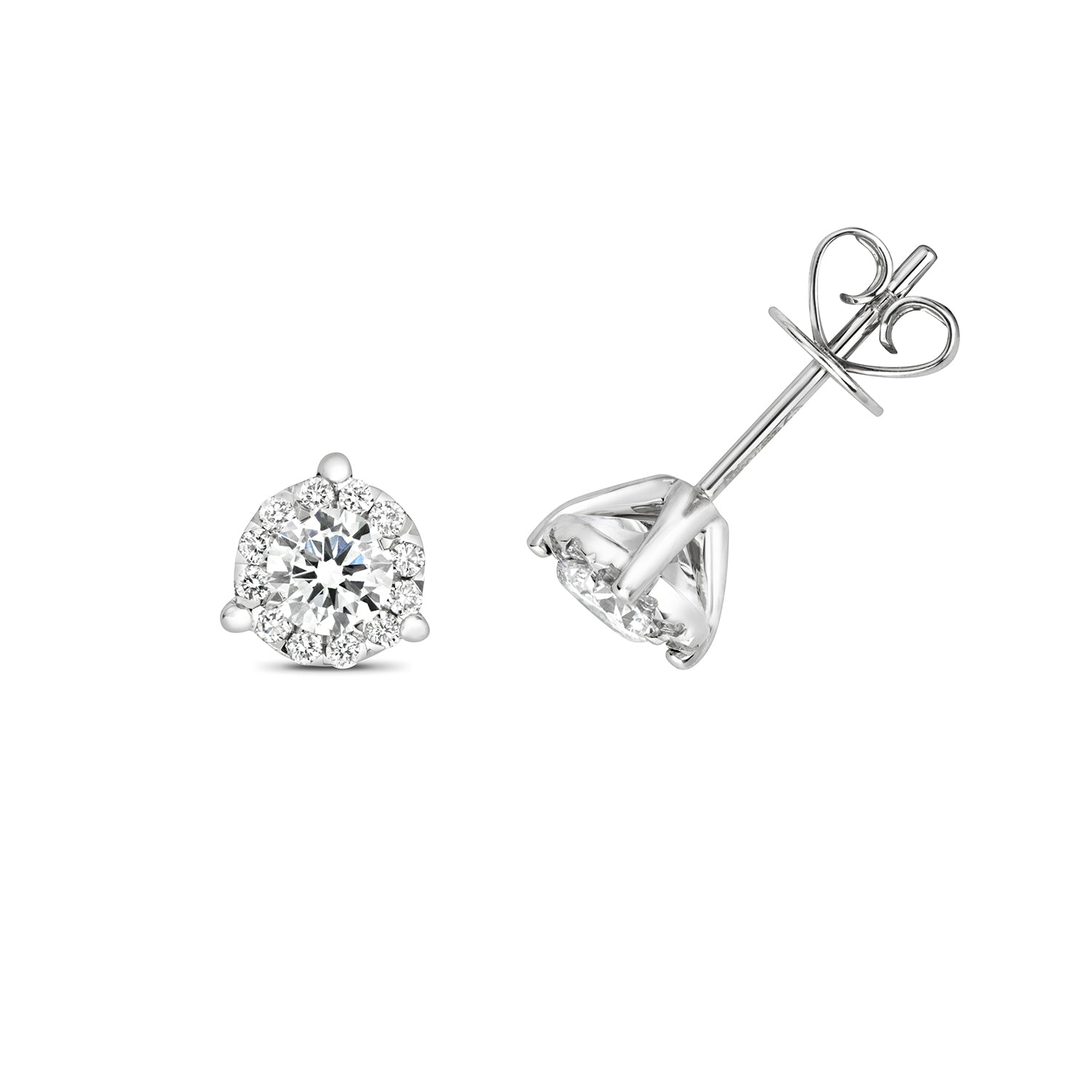 DIAMOND BRILLIANT 3 CLAW STUDS IN 18CT WHITE GOLD