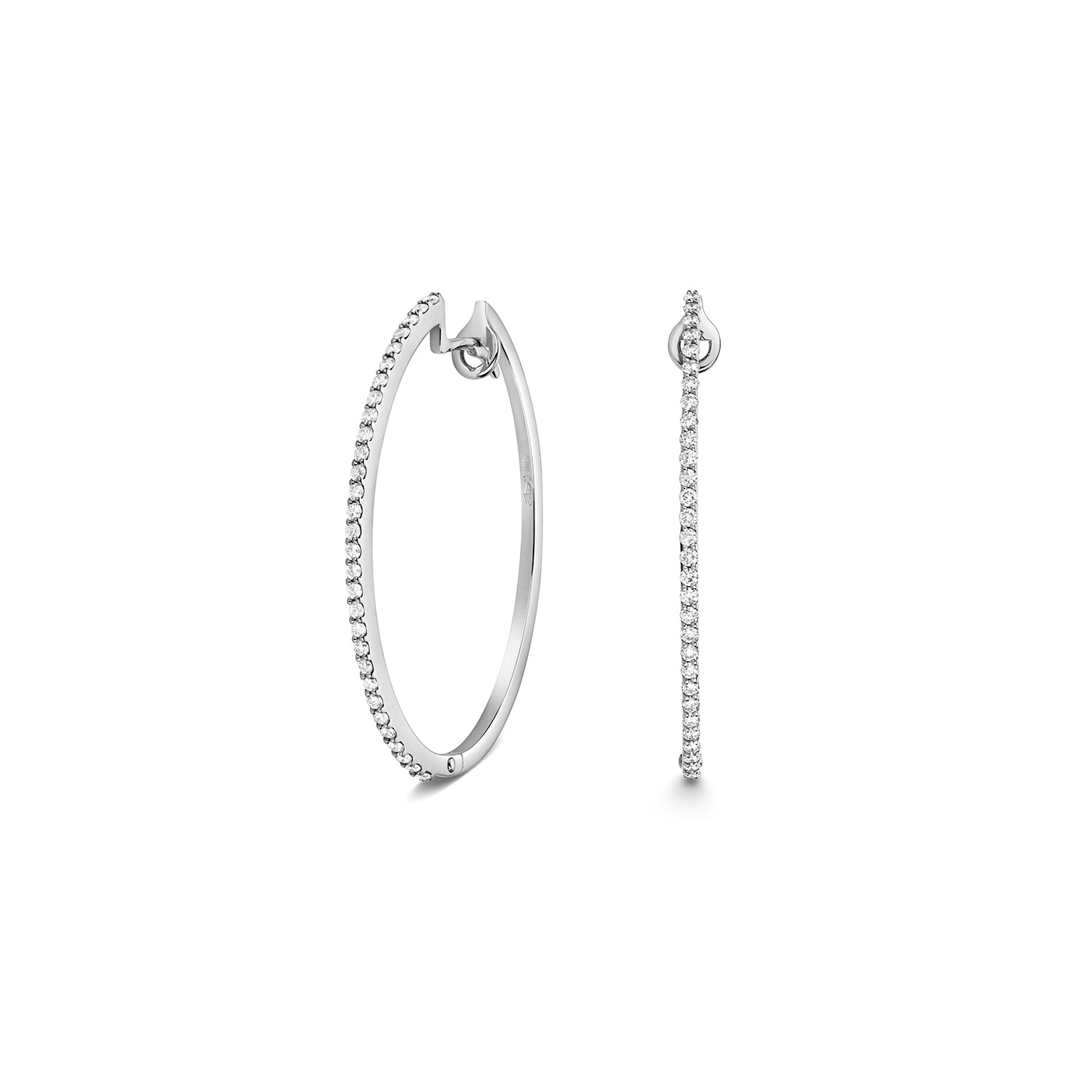 DIAMOND OVAL HOOPS IN 18CT WHITE GOLD