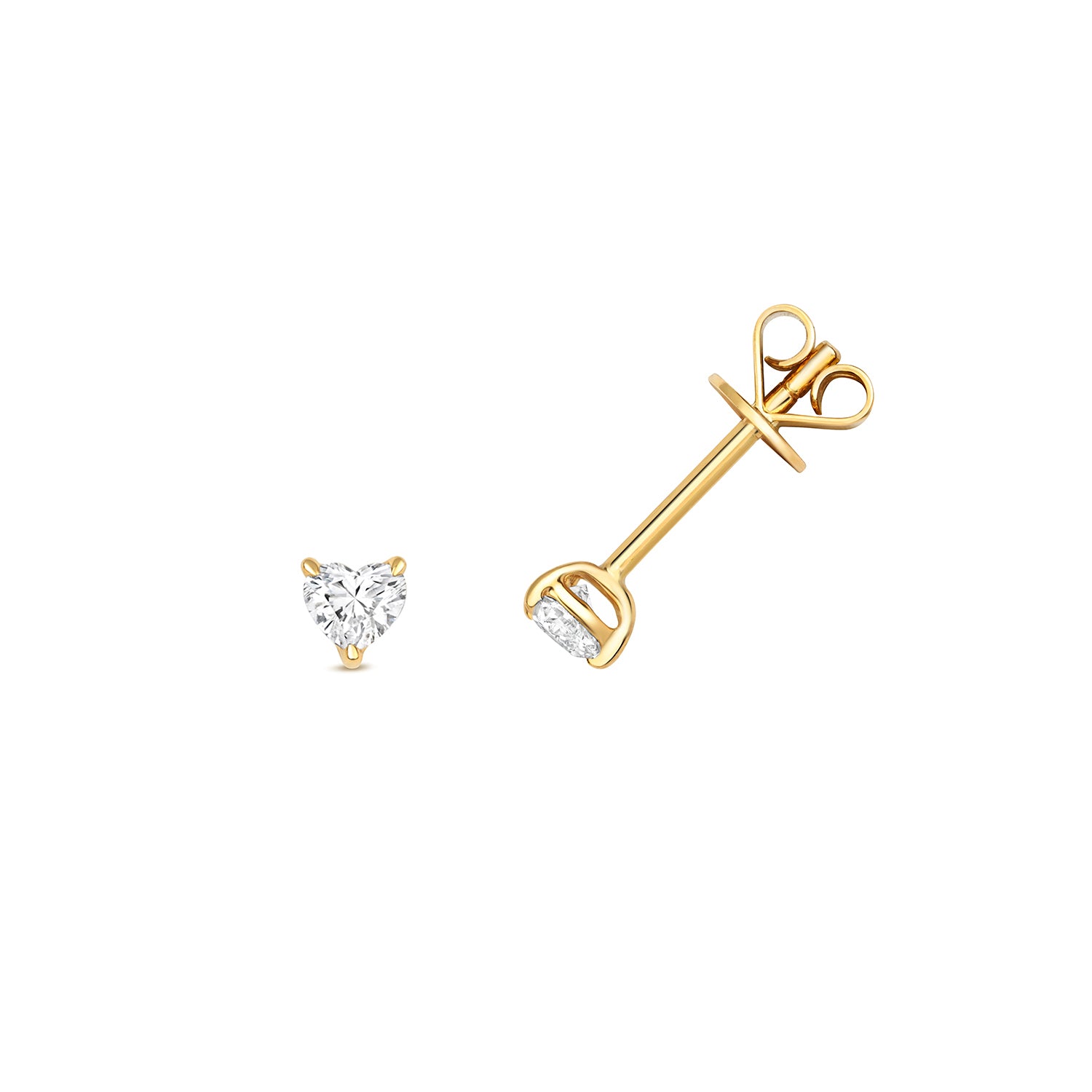 DIAMOND HEART SHAPE EARRING STUDS IN 18CT GOLD