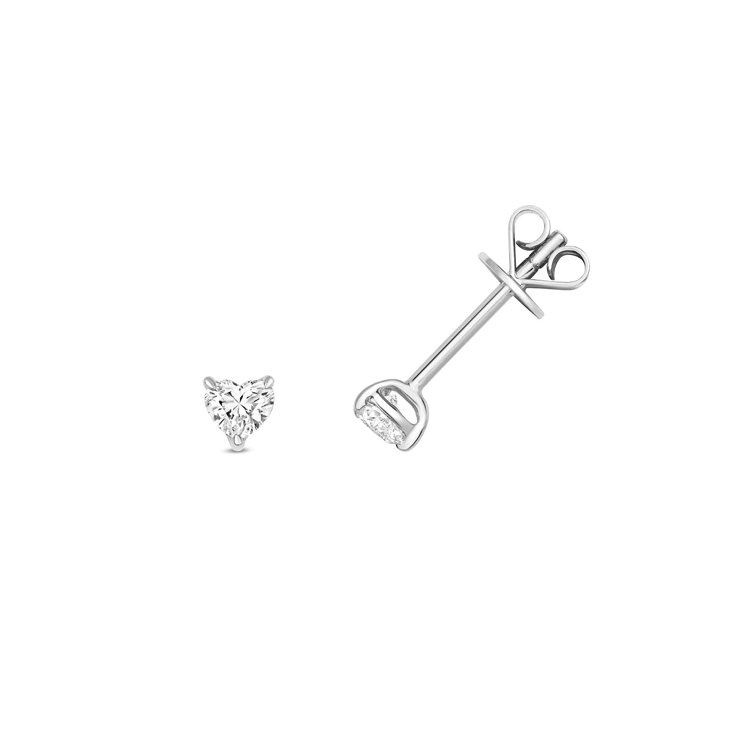 DIAMOND HEART SHAPE EARRING STUDS IN 18CT WHITE GOLD