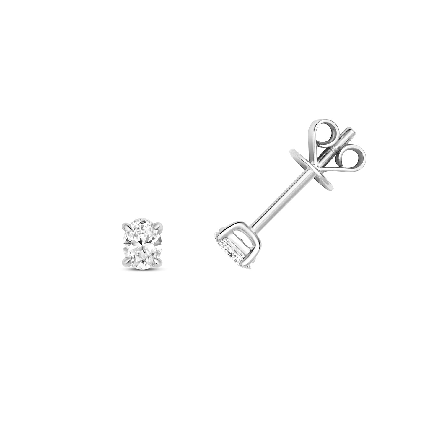 DIAMOND OVAL CUT EARRING STUDS IN 18CT WHITE GOLD