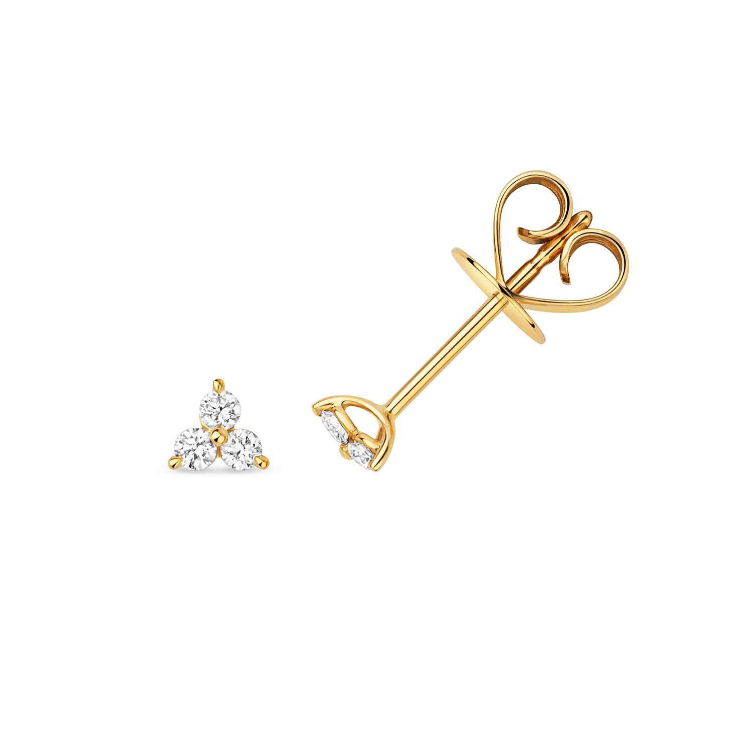 DIAMOND THREE STONE STUDS IN 18CT GOLD