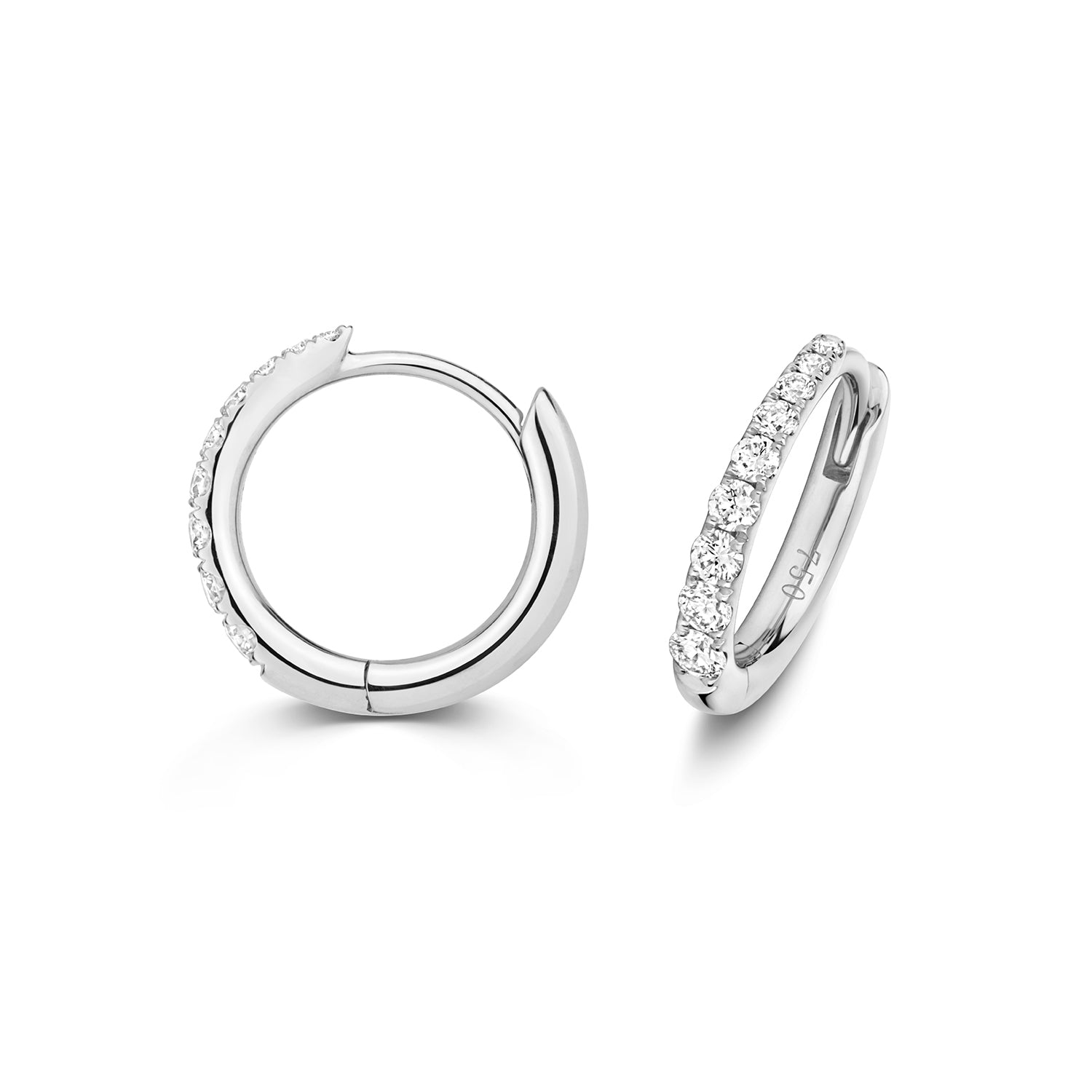 DIAMOND HOOP EARRINGS 8MM IN 18CT WHITE GOLD