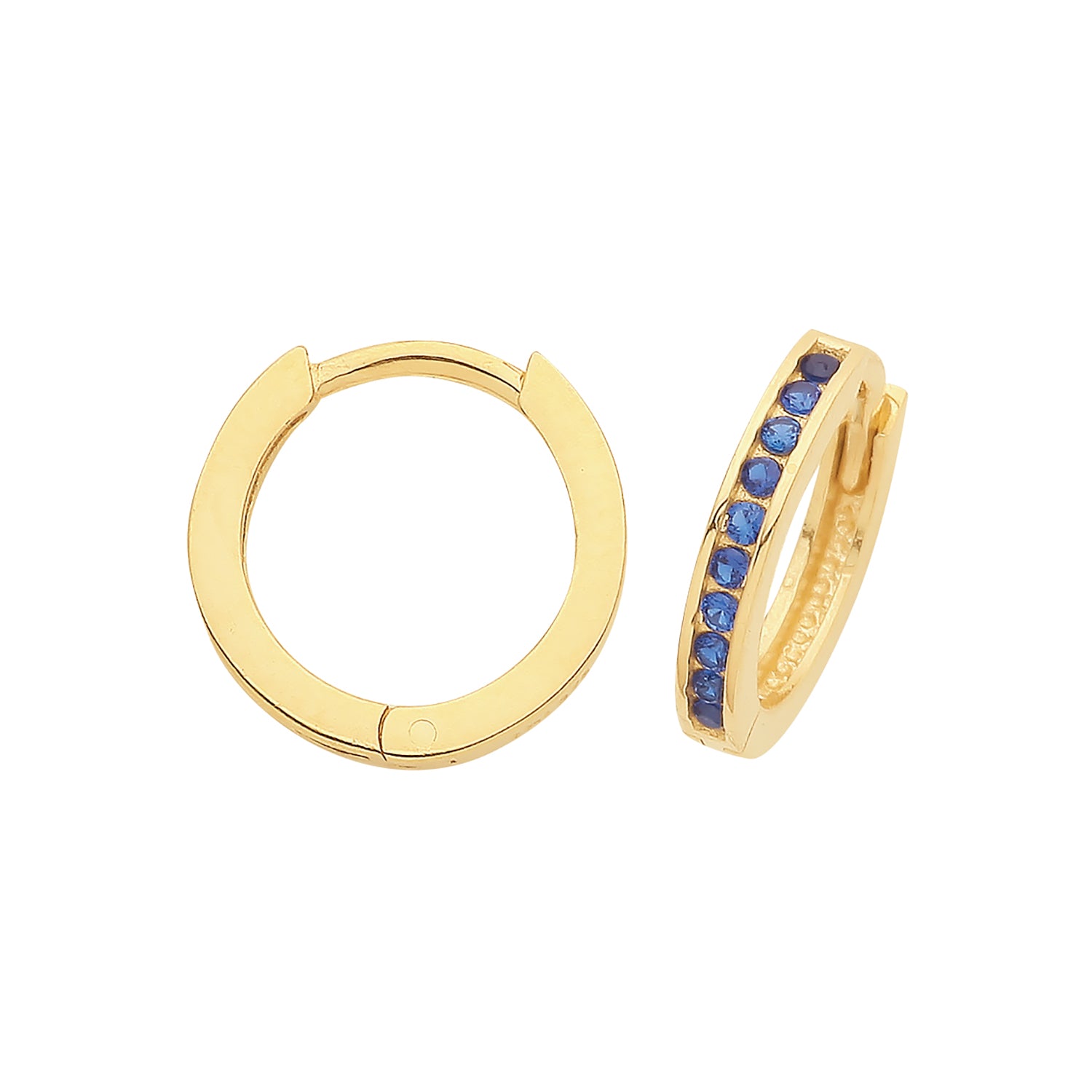 9CT YEL GOLD HINGED BLUE CZ SET EARRINGS