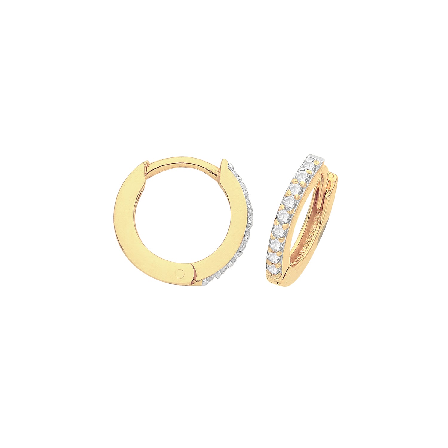 9CT YEL GOLD HINGED CZ SET EARRINGS