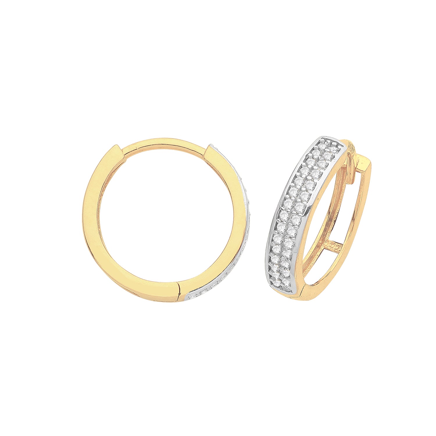 9CT YEL GOLD HINGED CZ SET EARRINGS