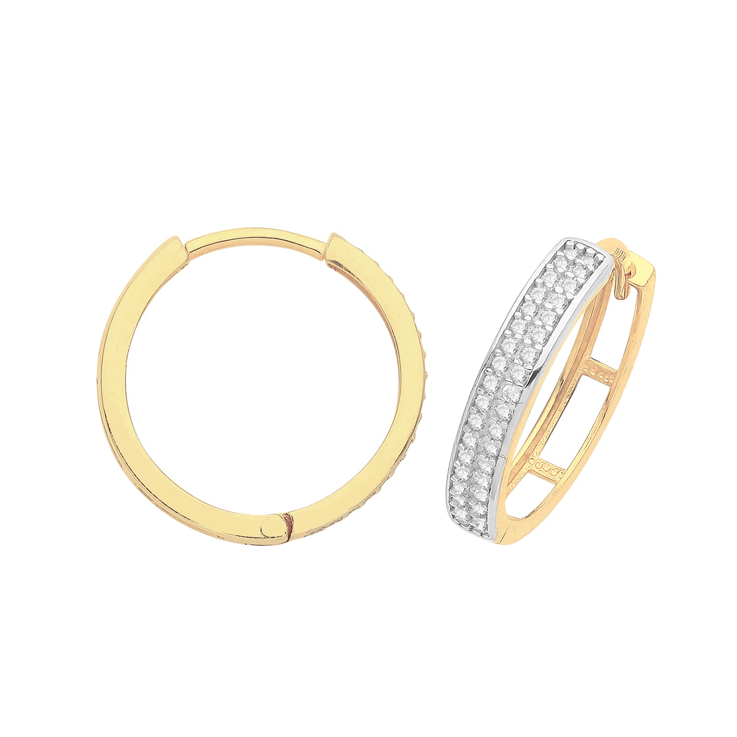 9CT YEL GOLD HINGED CZ SET EARRINGS