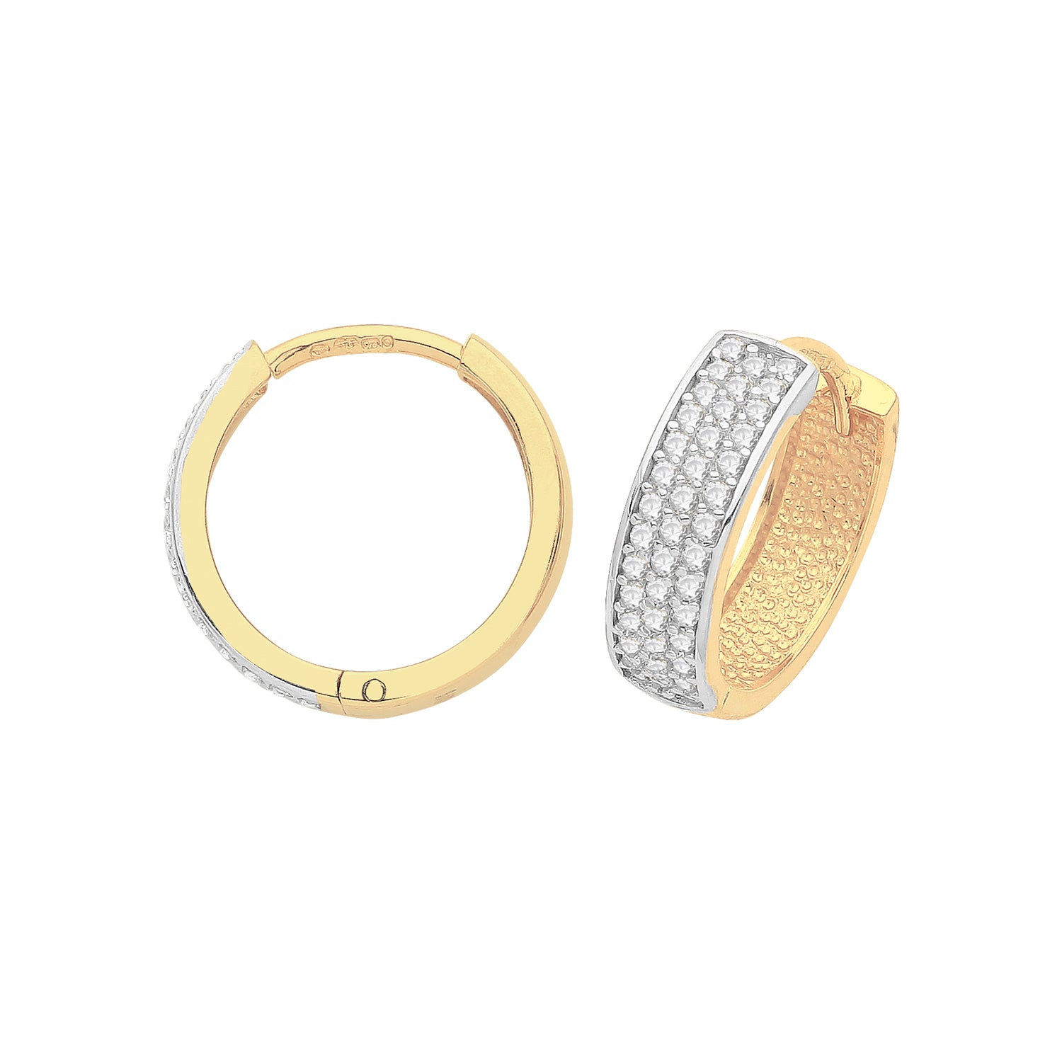 9CT YEL GOLD HINGED CZ SET EARRINGS