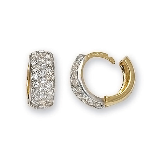 9CT YEL GOLD HINGED CZ EARRINGS