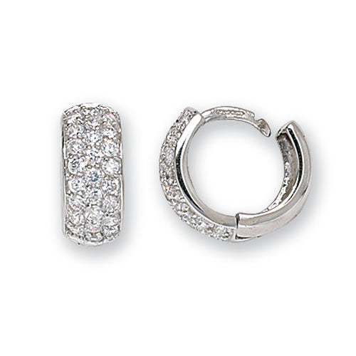 9CT WHT GOLD HINGED CZ EARRINGS