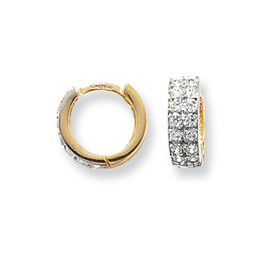 9CT YEL GOLD HINGED CZ EARRINGS