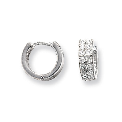 9CT WHT GOLD HINGED CZ EARRINGS