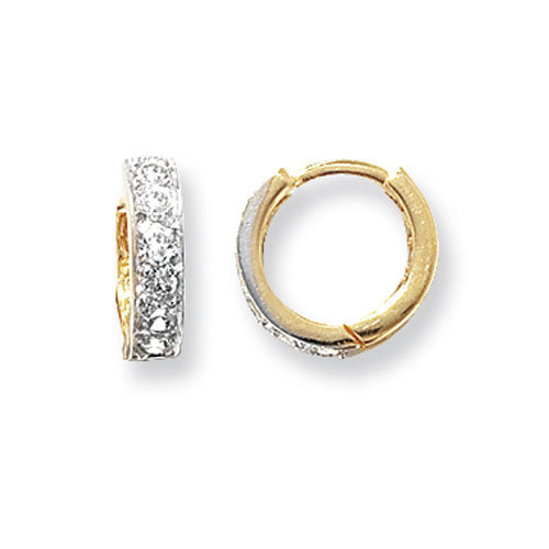 9CT YEL GOLD HINGED CZ EARRINGS