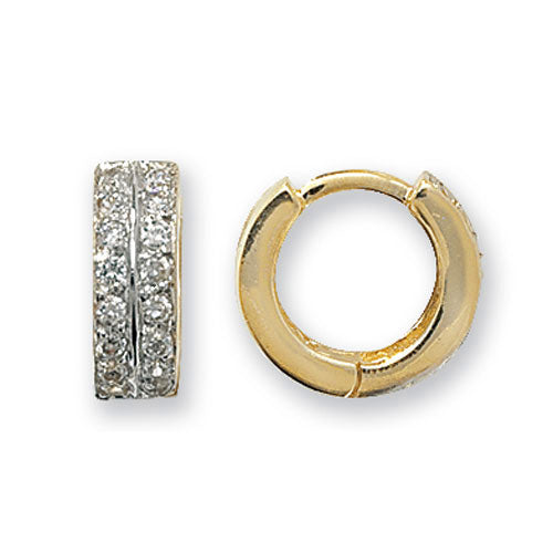 9CT YEL GOLD HINGED CZ EARRINGS