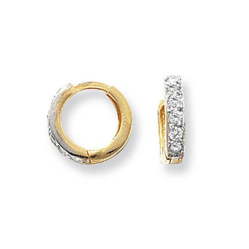 9CT YEL GOLD HINGED CZ EARRINGS