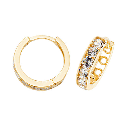 9CT YEL GOLD HINGED CZ EARRINGS