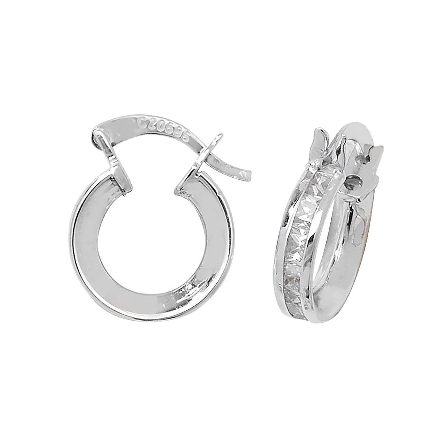 9CT WHT GOLD 08MM CZ HOOP EARRINGS