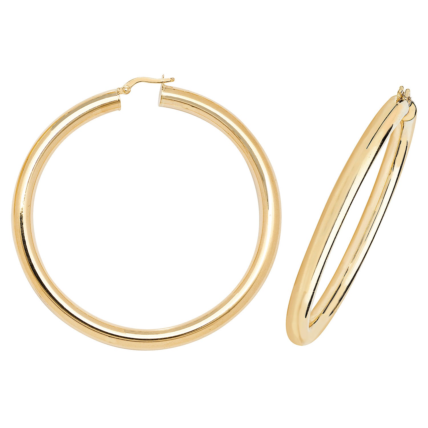 9CT YEL GOLD 50MM HOOP EARRINGS