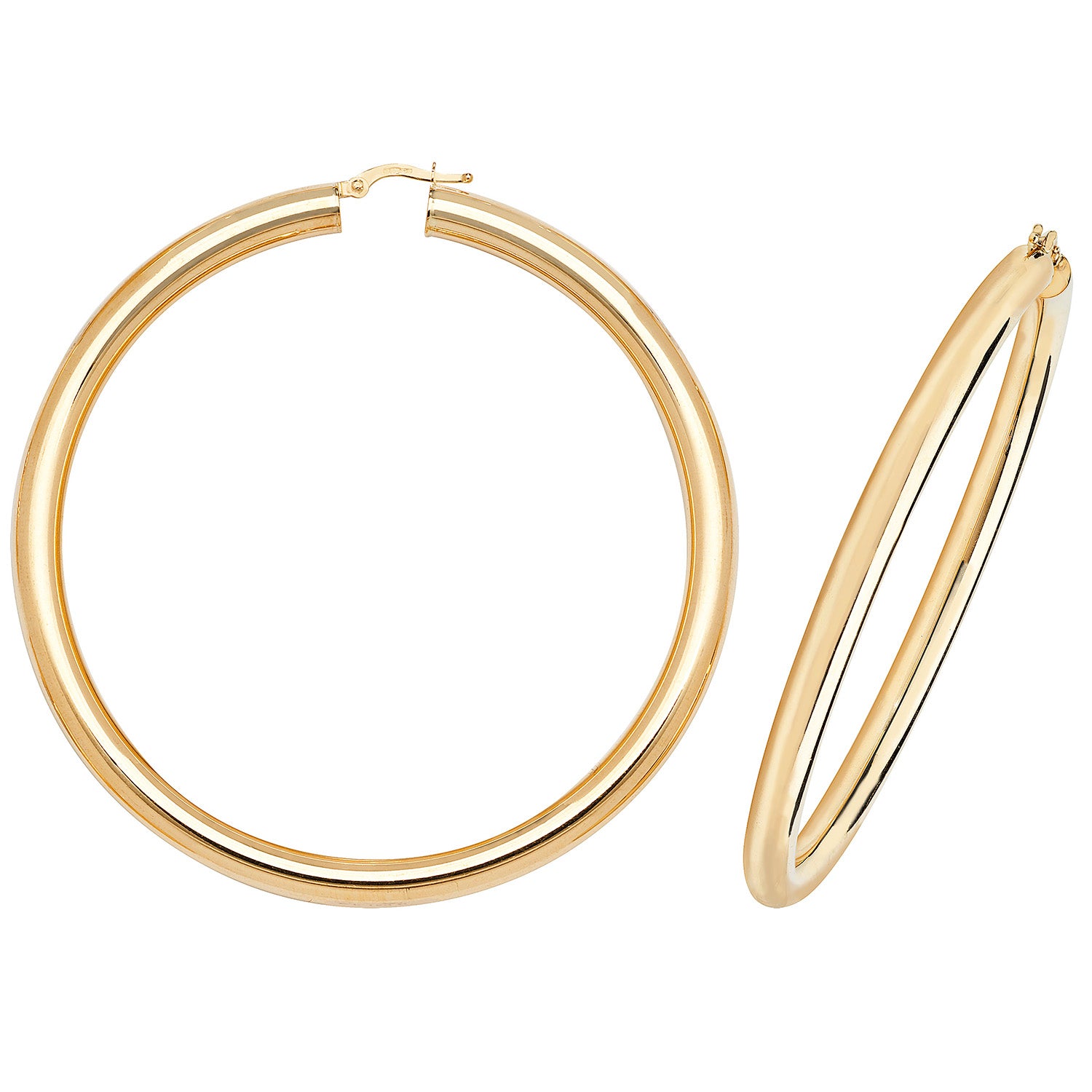 9CT YEL GOLD 60MM HOOP EARRINGS