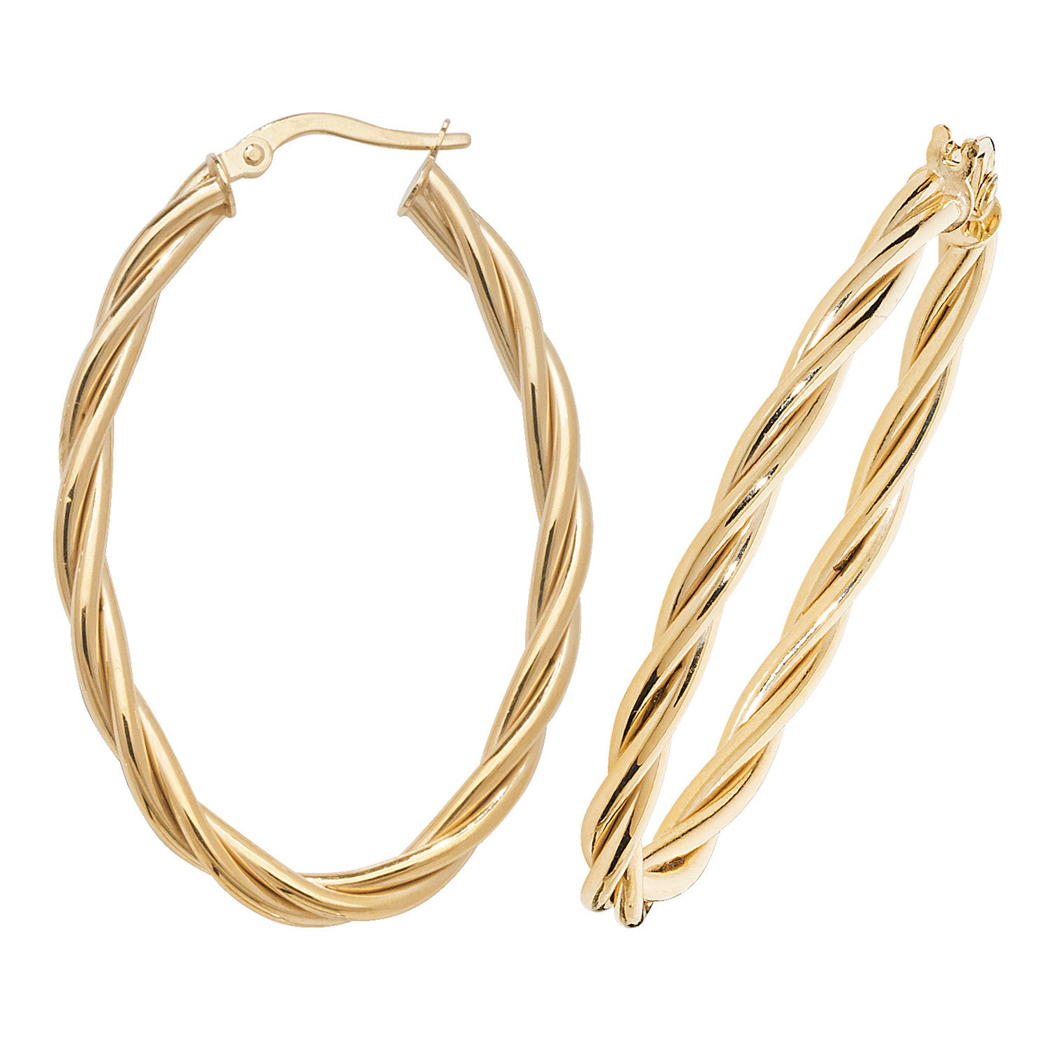 9CT YEL GOLD OVL HOOP EARRINGS