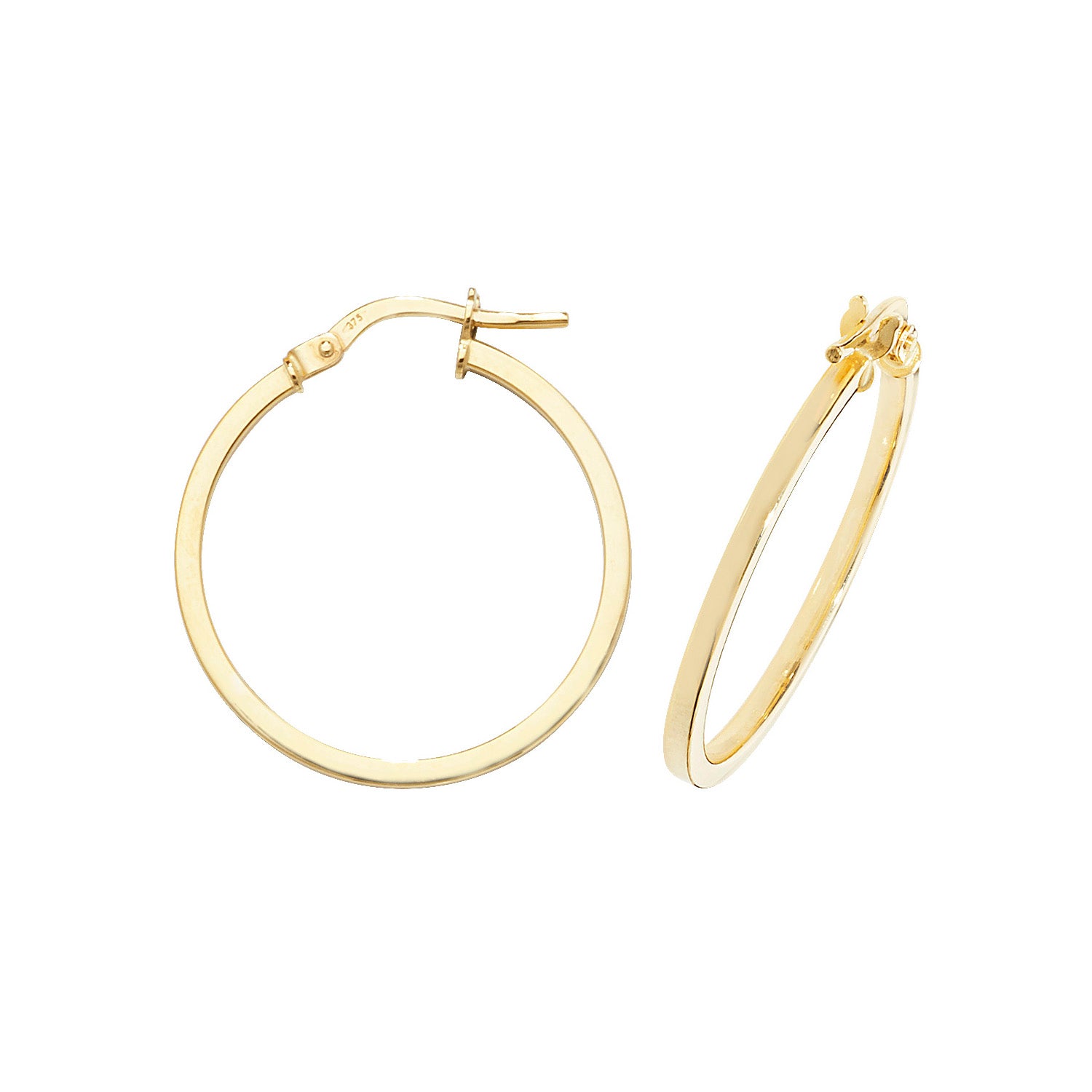 9CT YEL GOLD 20MM HOOP EARRINGS