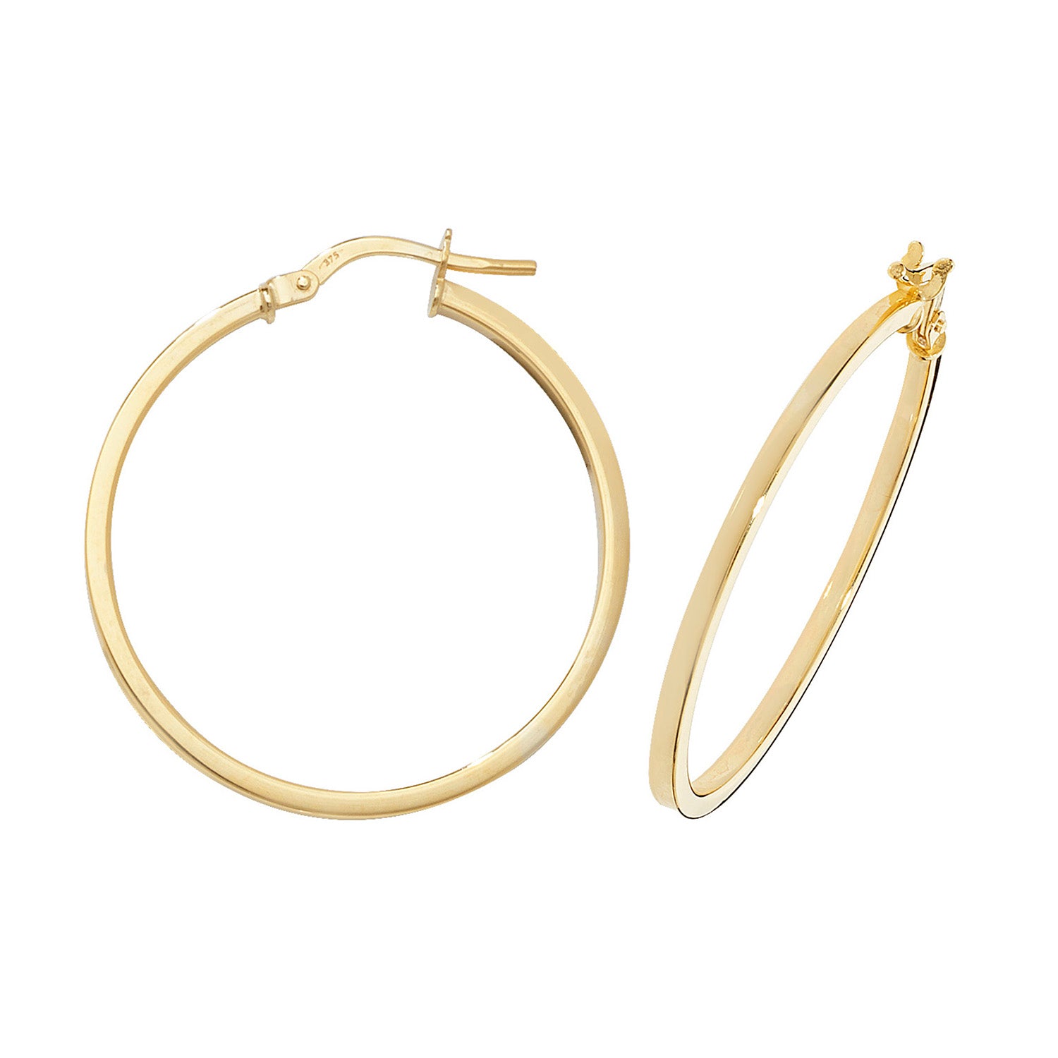 9CT YEL GOLD 25MM HOOP EARRINGS