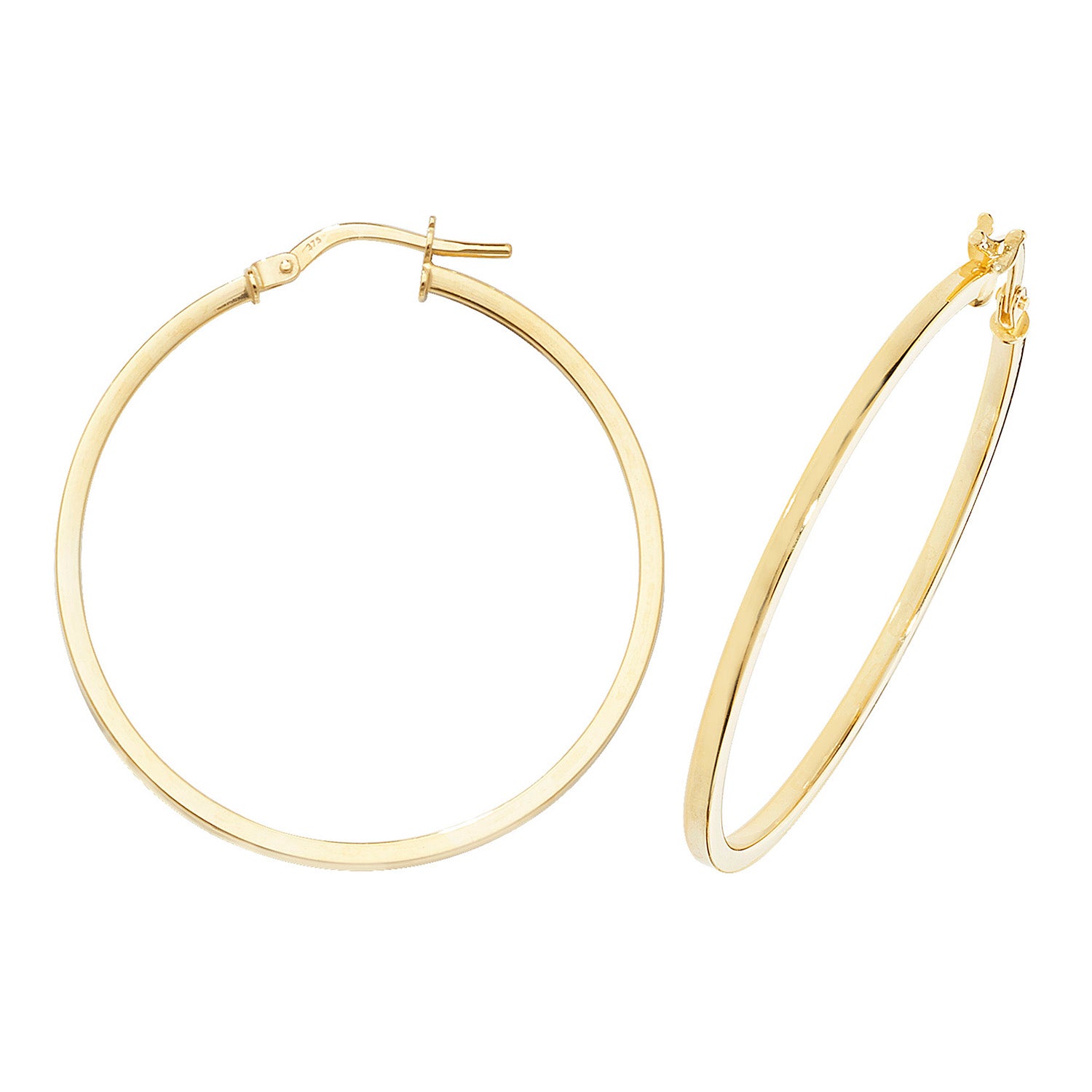 9CT YEL GOLD 30MM HOOP EARRINGS