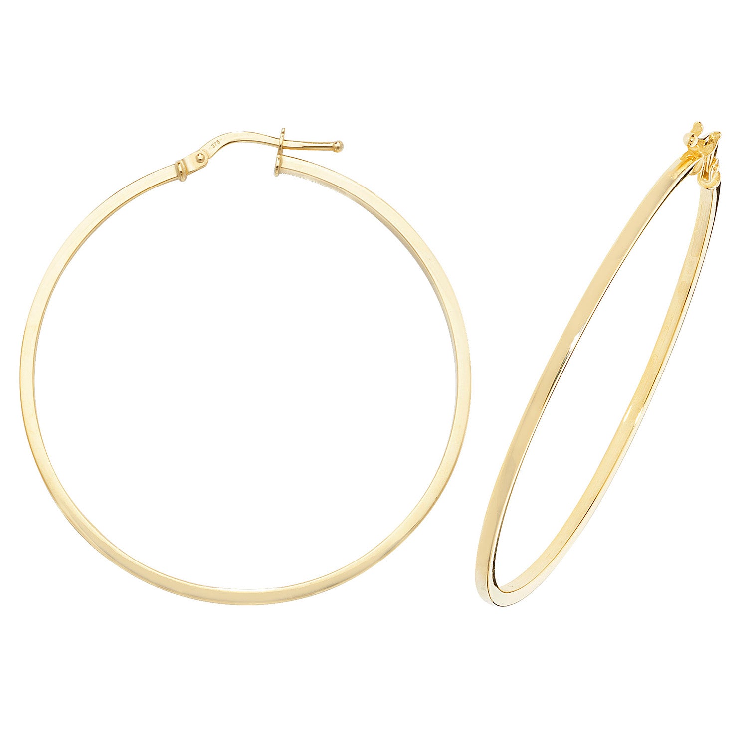 9CT YEL GOLD 40MM HOOP EARRINGS