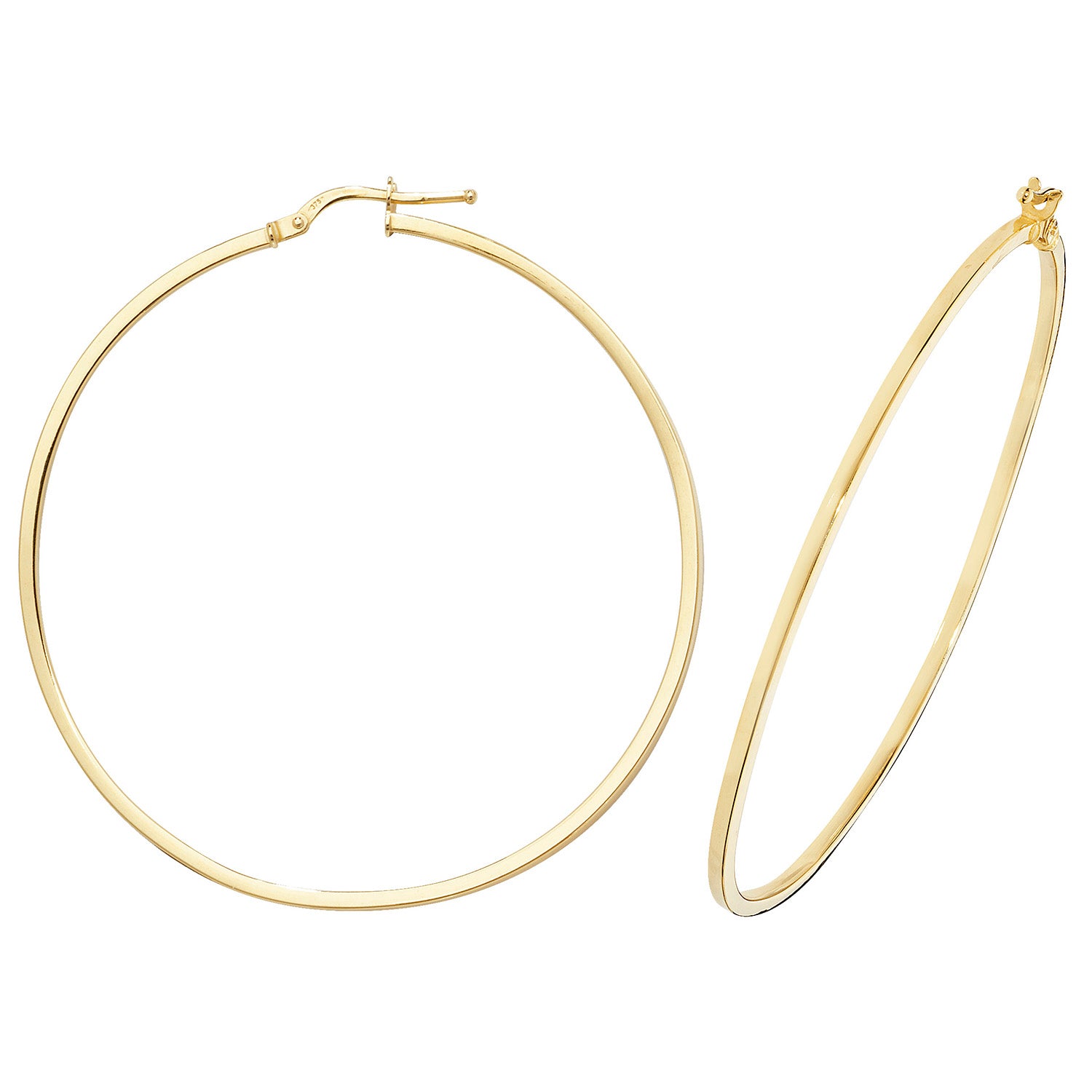 9CT YEL GOLD 50MM HOOP EARRINGS