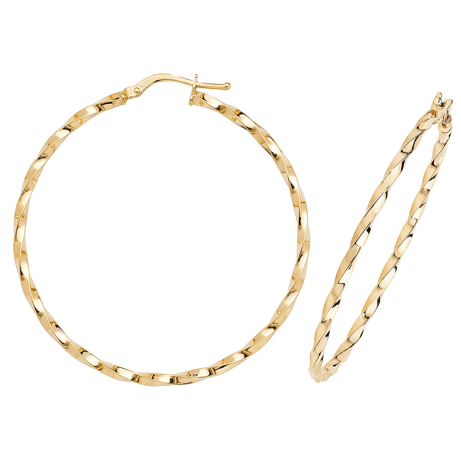 9CT YEL GOLD 40MM HOOP EARRINGS