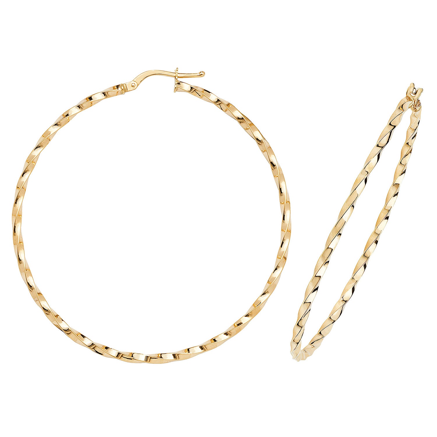 9CT YEL GOLD 50MM HOOP EARRINGS